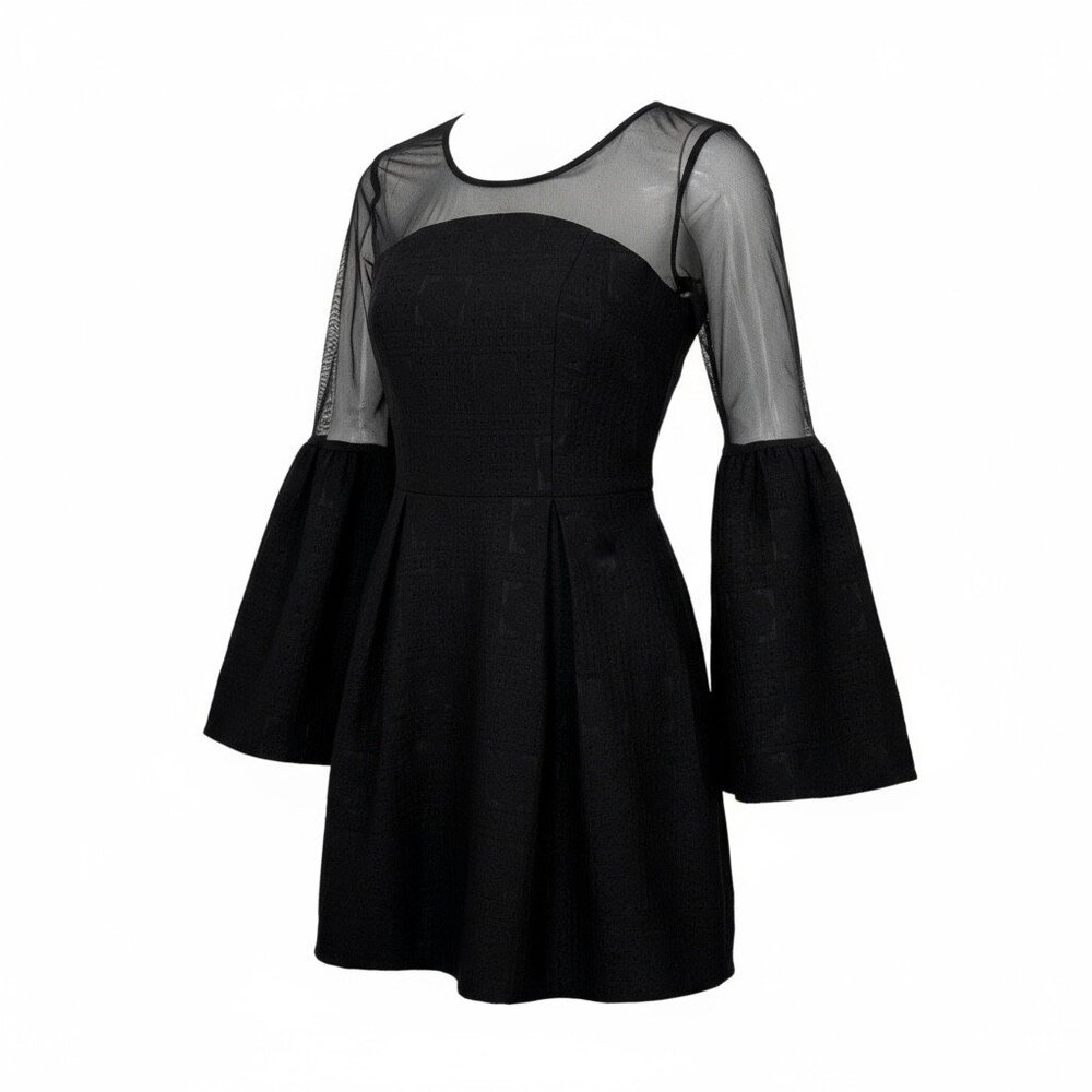 BCBG Black Fitted Dress w Bell Sleeves